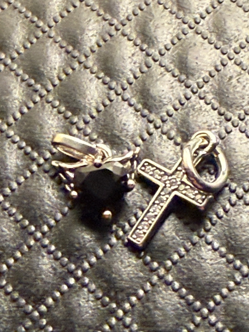 Pandora Silver Cross and Black Stone Pendant Set for Me Bracelet